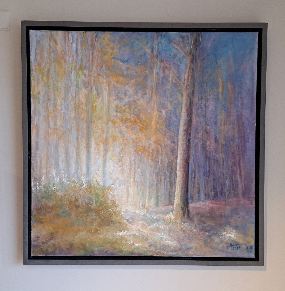 peinture avec vue sur la forêt 1 m x 1 m, Antiquités & Art, Art | Peinture | Classique, Daté, Paysage, Enlèvement, Toile