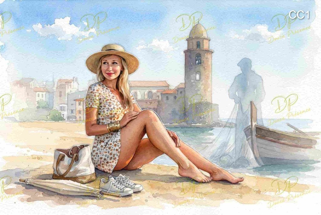 Aquarelles d'Art Numérique – Série « Clocher de Collioure », Antiek en Kunst, Kunst | Schilderijen | Klassiek, Gesigneerd, Verzenden