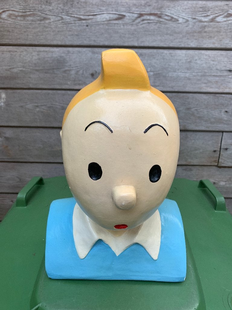 STRIPFIGUUR KUIFJE: STENEN BUSTE, Ophalen of Verzenden, Kuifje, Zo goed als nieuw, Beeldje of Figuurtje