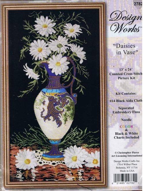Borduurpakket Daisies in Vase, Hobby en Vrije tijd, Borduren en Borduurmachines, Nieuw, Borduurpakket, Verzenden