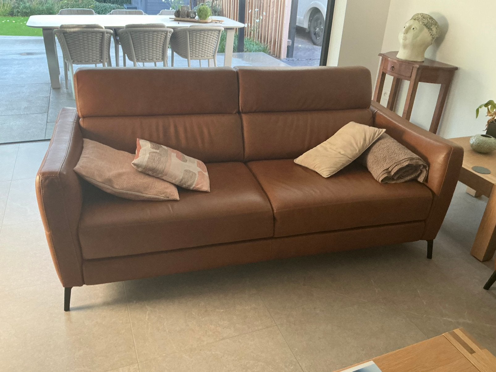Lederen zetels met relax functie van merk : Natuzzi, Ophalen, Gebruikt, 100 tot 125 cm, Driepersoons