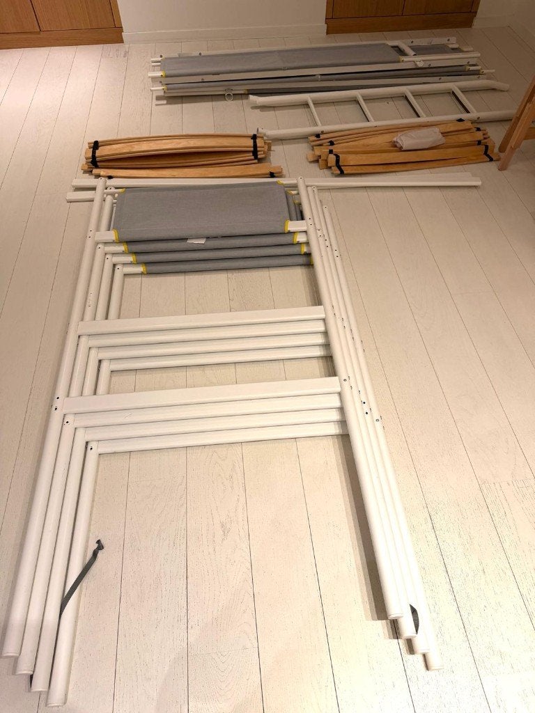 meuble, 90 cm, Enlèvement, Metal et tissu - blanc et gris, Blanc