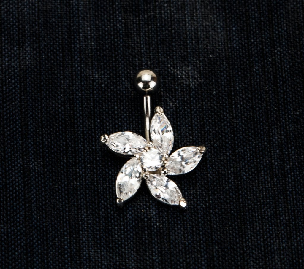 Piercing wit bloem, Handtassen en Accessoires, Piercings, Navelpiercing, Staal, Nieuw, Ophalen of Verzenden