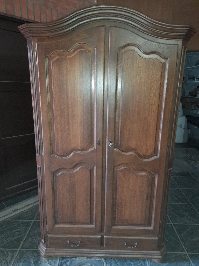 Massief eiken vestiairekast, Ophalen, Gebruikt, 100 tot 150 cm, 200 cm of meer