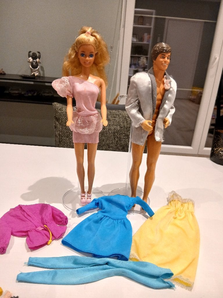 Fashionplay barbie ('89)met extra kledij + crystal ken('83), Verzamelen, Ophalen, Gebruikt, Pop