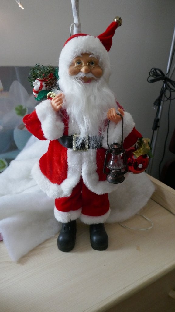 Père Noël rouge lanterne et hotte 50 cm, Enlèvement ou Envoi, Comme neuf