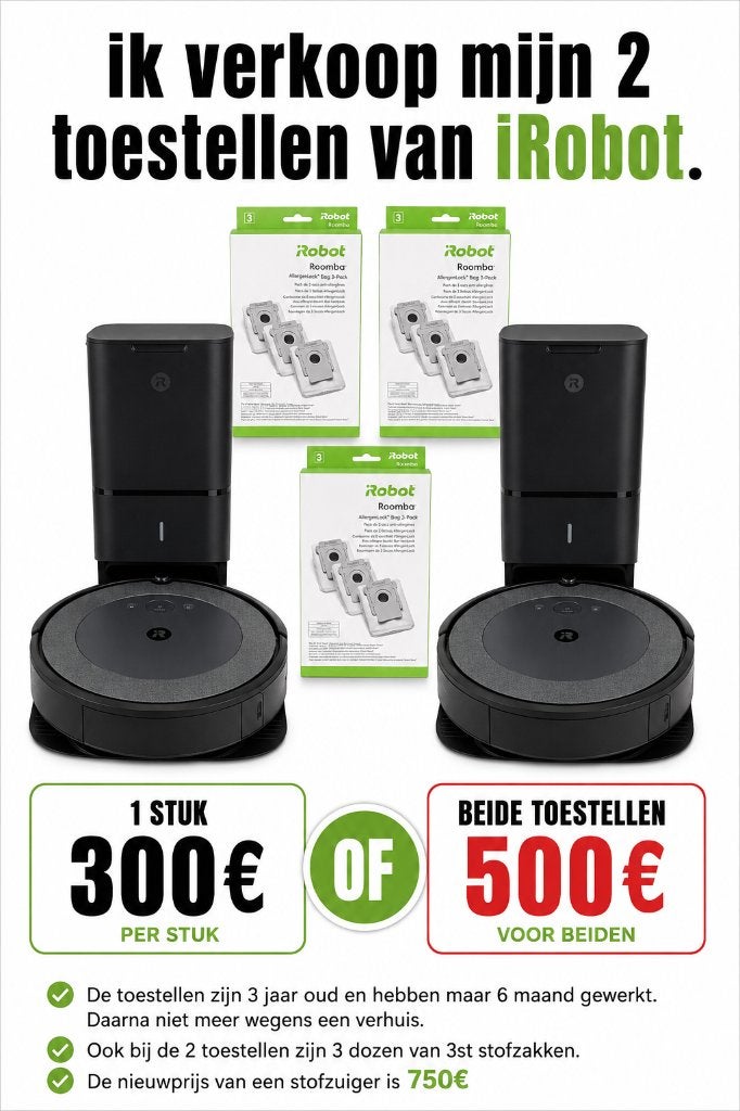 IRobot stofzuiger met reinigingstation, IRobot, Zo goed als nieuw, Robotstofzuiger, Stille werking