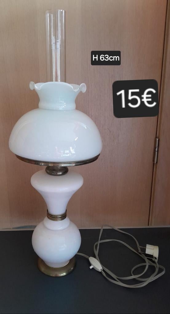Tafellamp met opaline glas, Antiek en Kunst, Ophalen