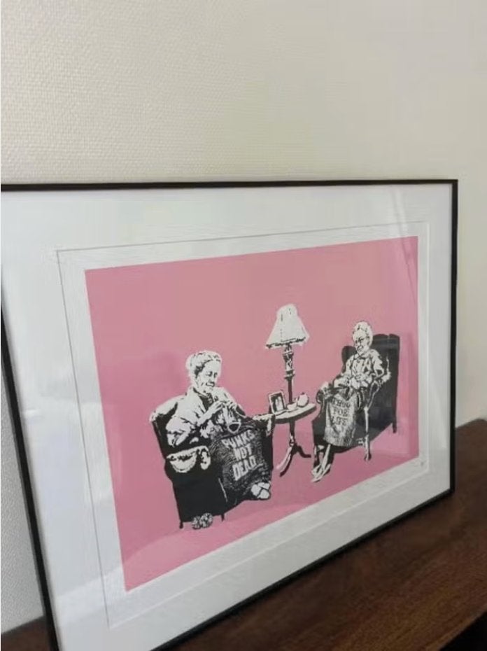 Banksy – Grannies – Pest Control Certificaat, Antiquités & Art, Art | Lithographies & Sérigraphies, Enlèvement