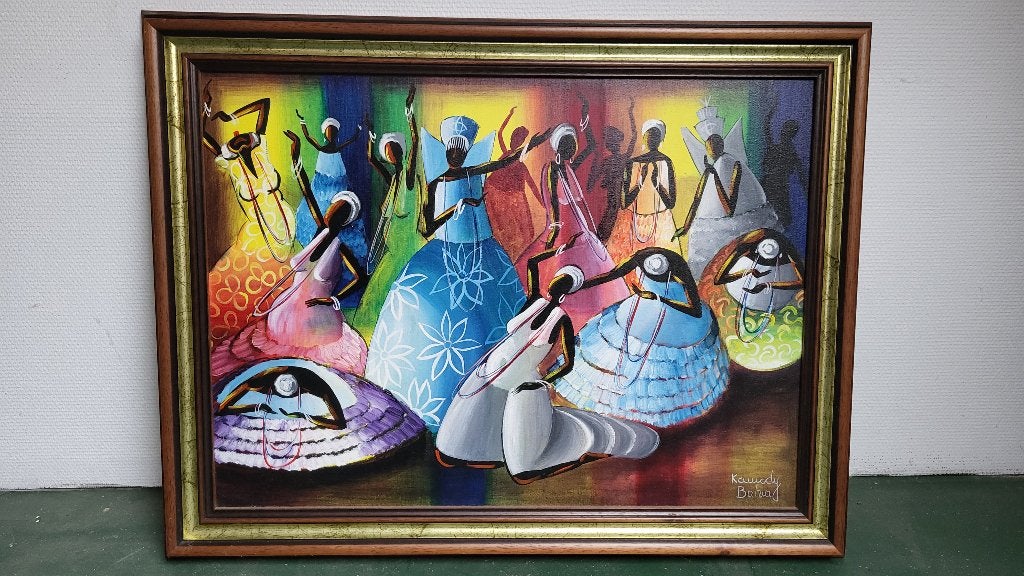 Schilderij Bahia, Antiquités & Art, Figures, Autres matériaux, Enlèvement, Signé