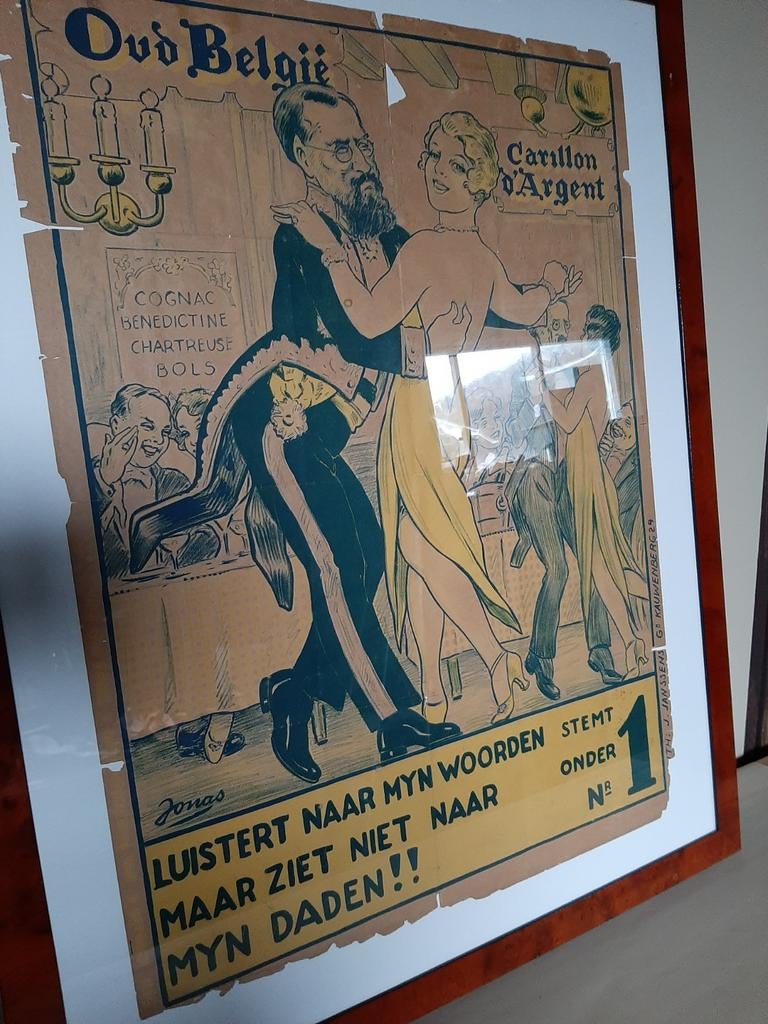 Verkiezingsposter Oud België oktober 1932 in kader, Ophalen