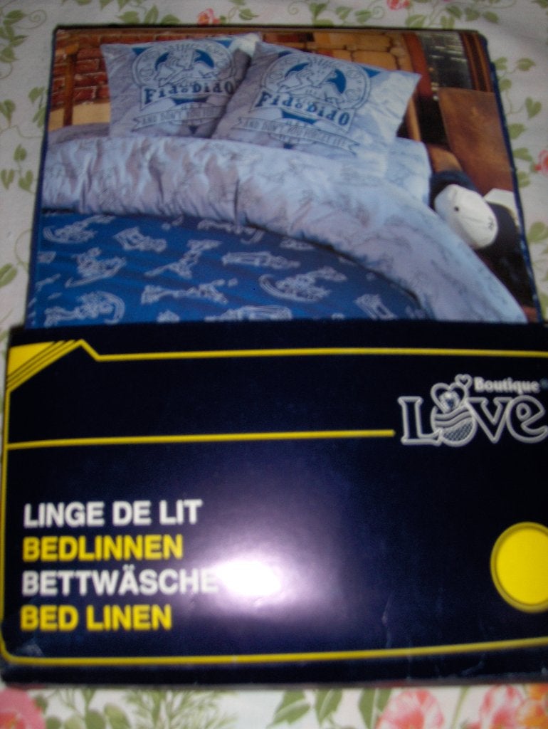 Housse de couette FIDO 1 pers. neuve. 1 m 40 x 2 m et taie., Eenpersoons, Dekbedovertrek, Katoen, Nieuw