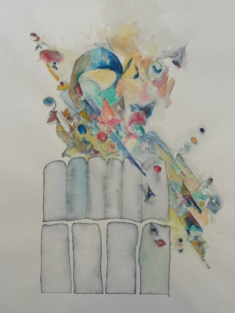 Aquarel 1975 - Monogram, Antiek en Kunst, Kunst | Litho's en Zeefdrukken, Ophalen
