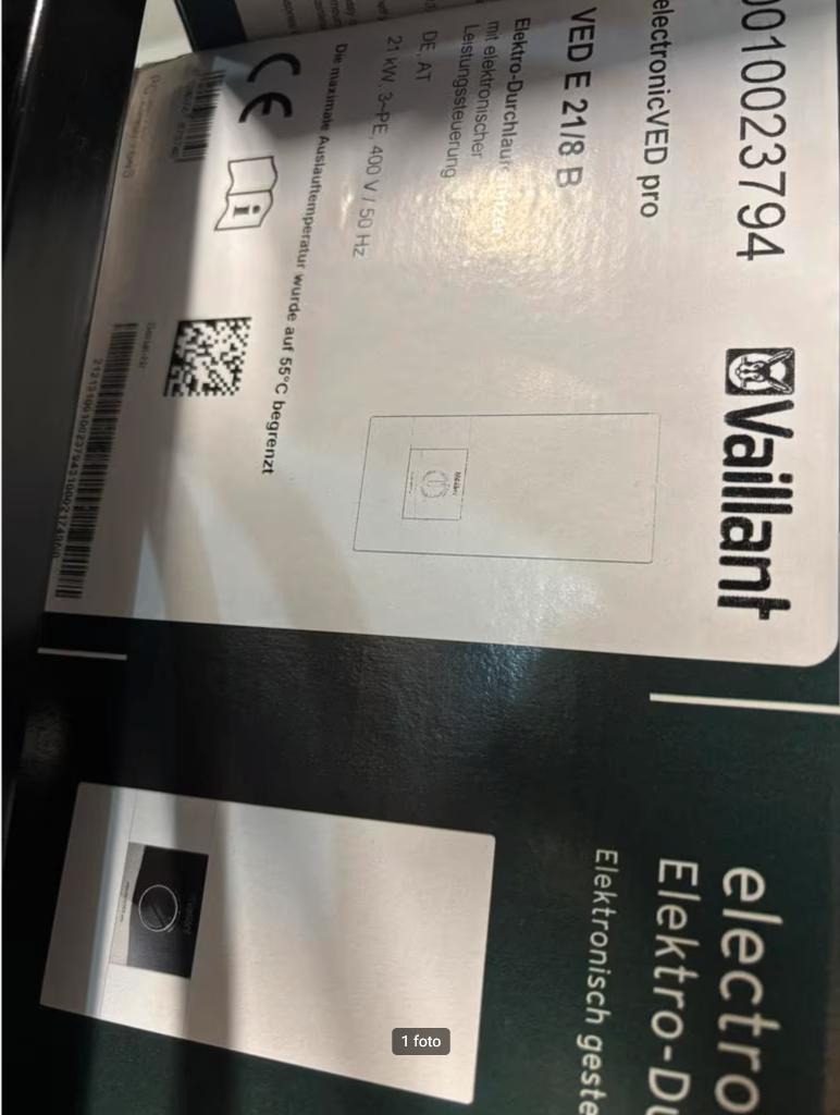 Vaillant electronicVED pro VED E 21/8 B doorstroomverwarmer, Ophalen, Nieuw, Boiler, Minder dan 3 jaar oud