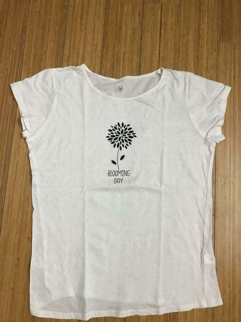 T-shirt blanc avec motif fleur noire, Enlèvement ou Envoi, Comme neuf, Fille, Autres types