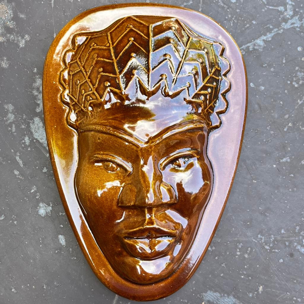 Masque vintage en céramique - visage africain, Enlèvement ou Envoi