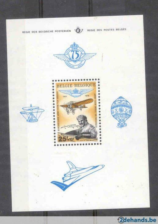 België 1976 Blok eendekker Blériot piloot Jan Olieslagers **, Envoi, Non oblitéré