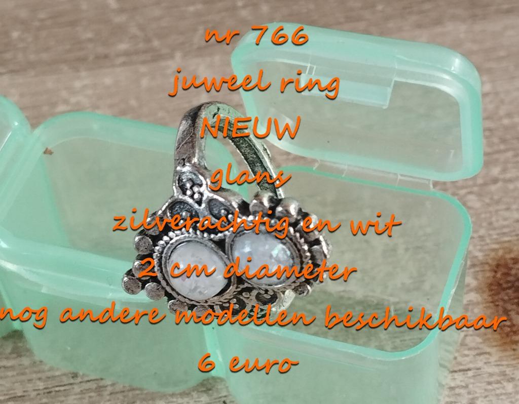 766. Juweel : ring , NIEUW , verzending inbegrepen, Overige materialen, Verzenden, Wit, Nieuw