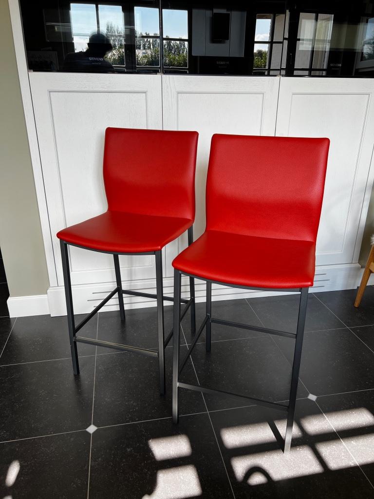 Tabourets de bar rouges modernes Ensemble de 2, Maison & Meubles, Tabourets de bar, Neuf, 90 cm ou plus, Info@merckaertinterieur.be