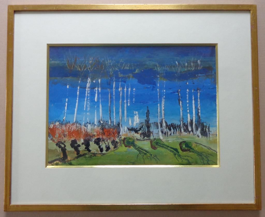 JACK GODDERIS / ABSTRACT LANDSCHAP/ OLIEVERF KARTON 47x57cm, Enlèvement ou Envoi