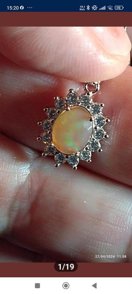 Pendentif en argent massif avec opale Welo, Neuf, Enlèvement ou Envoi, Avec pierre précieuse, Argent