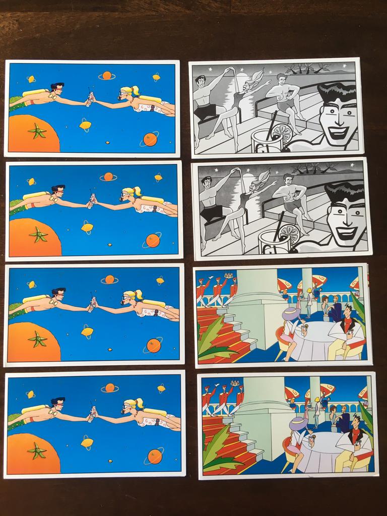 8 Cartes de vœux vintage Gordon's gin, Collections, Comme neuf, Autres types