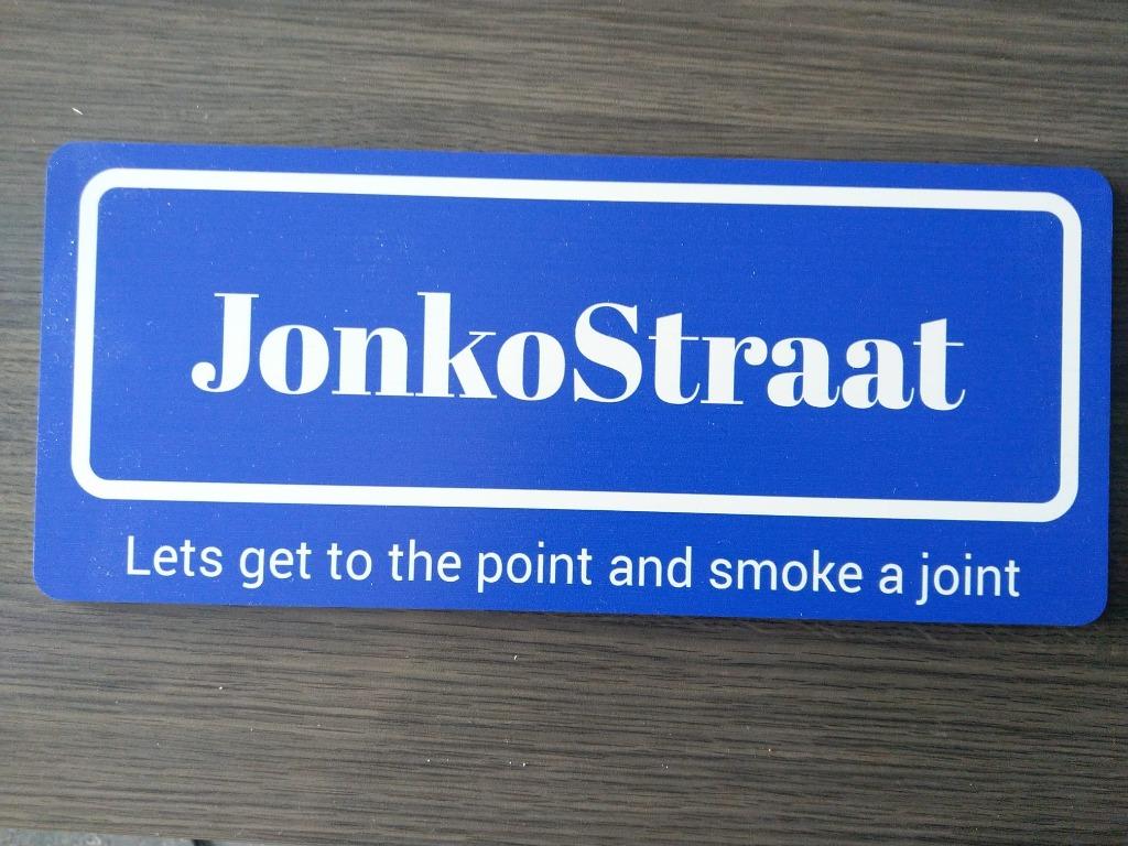 STRAATNAAMBORD " JONKOSTRAAT " bieden 10 euro, Ophalen of Verzenden, Nieuw, Reclamebord