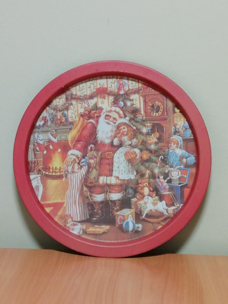 Vintage kerst metalen serveerschaal, Diversen, Ophalen of Verzenden, Gebruikt