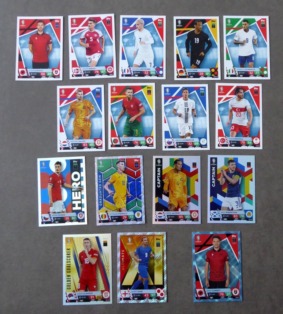 16 cartes Topps Euro 2024 Germany Match Attax (7 spéciales), Enlèvement ou Envoi, Neuf