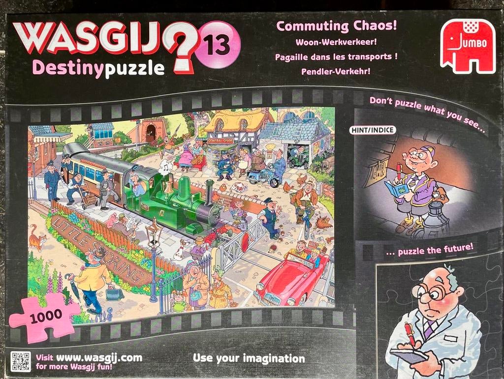 Wasgij Destiny 13 Pagailles dans les tranports. 1000 pieces, Enlèvement ou Envoi, 500 à 1500 pièces, Comme neuf, Puzzle