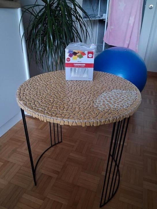 Table  d’appoint  céramique  jaune pour jardin terrasse, Neuf, Rond, 45 à 60 cm, Enlèvement