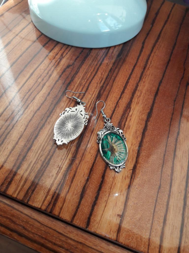 Boucles d'oreilles pendantes argentées fleur séchée résine, Bijoux, Sacs & Beauté, Boucles d'oreilles, Neuf, Pendantes, Argent