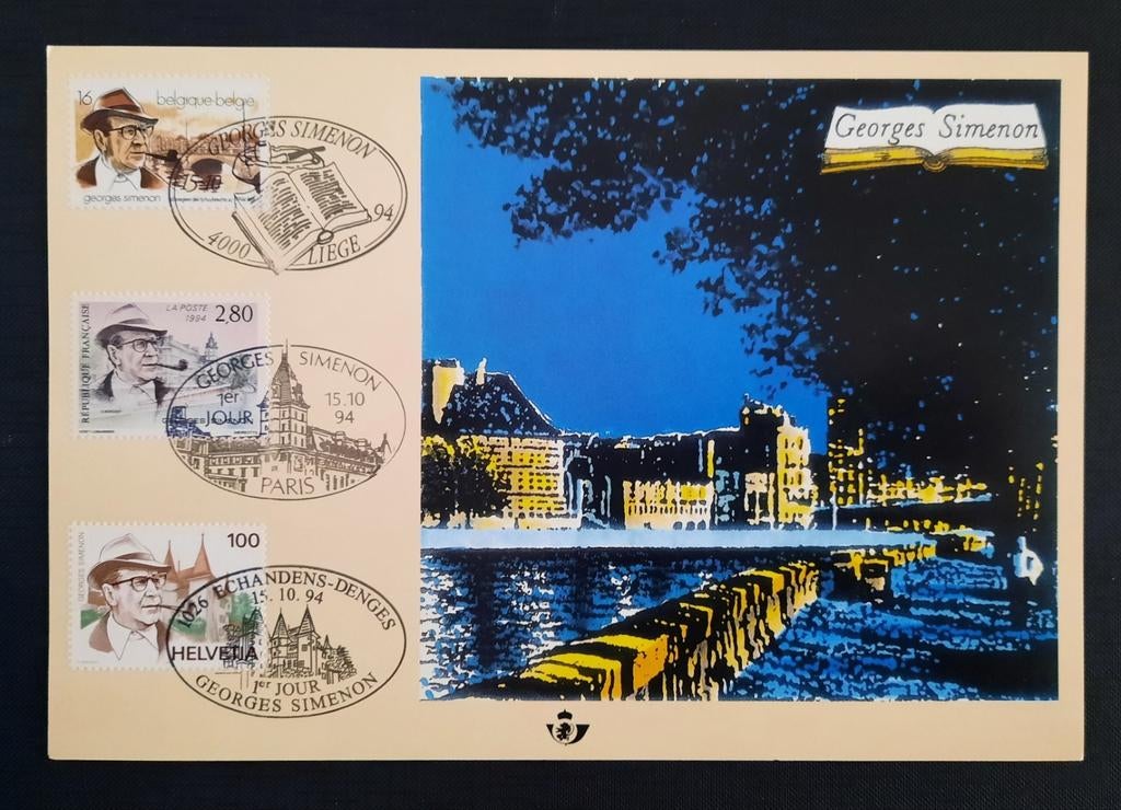 België: OBP 2579HK (●) Georges Simenon 1994., Met stempel, Ophalen of Verzenden, Gestempeld, 1e dag stempel