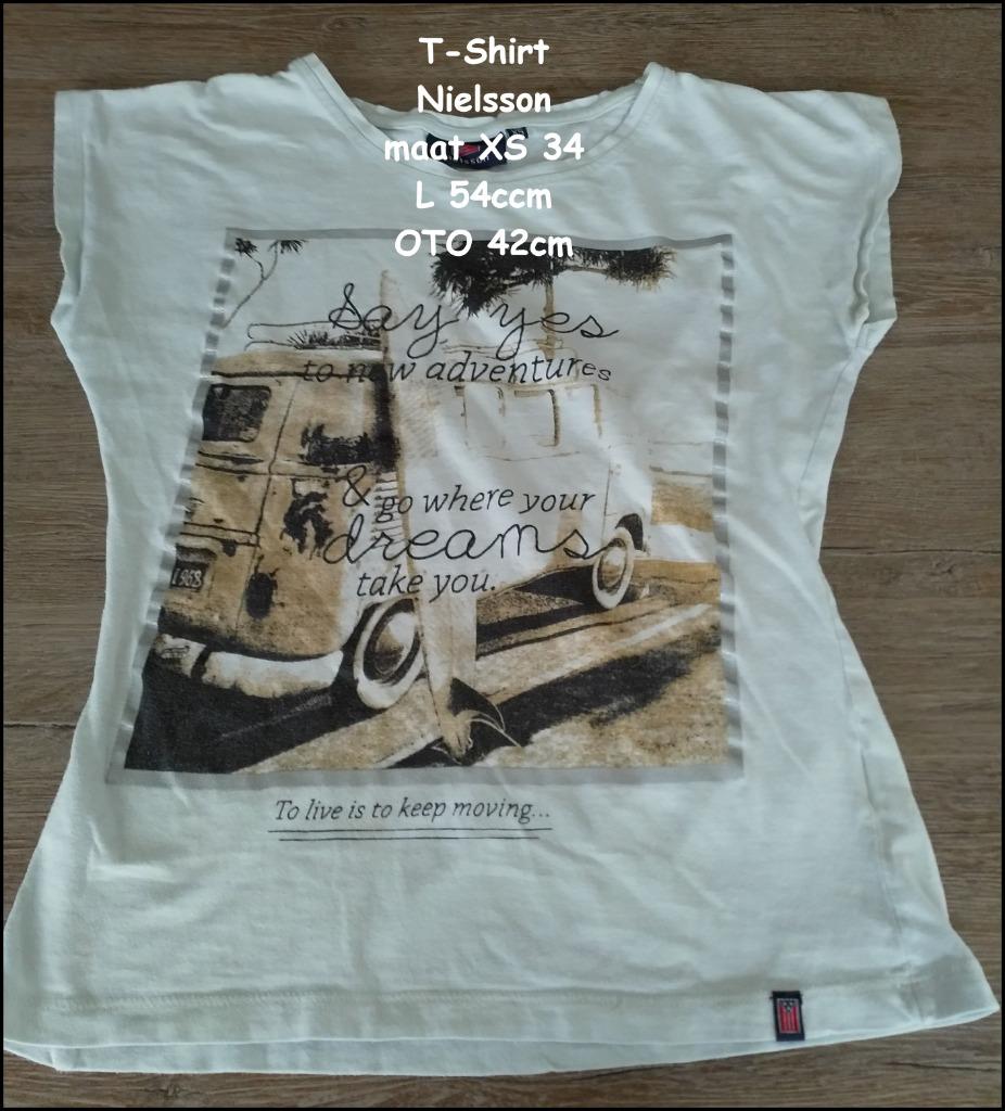 Leuk wit shirtje Nielsson 34, Manches courtes, Nielsson, Taille 34 (XS) ou plus petite, Porté
