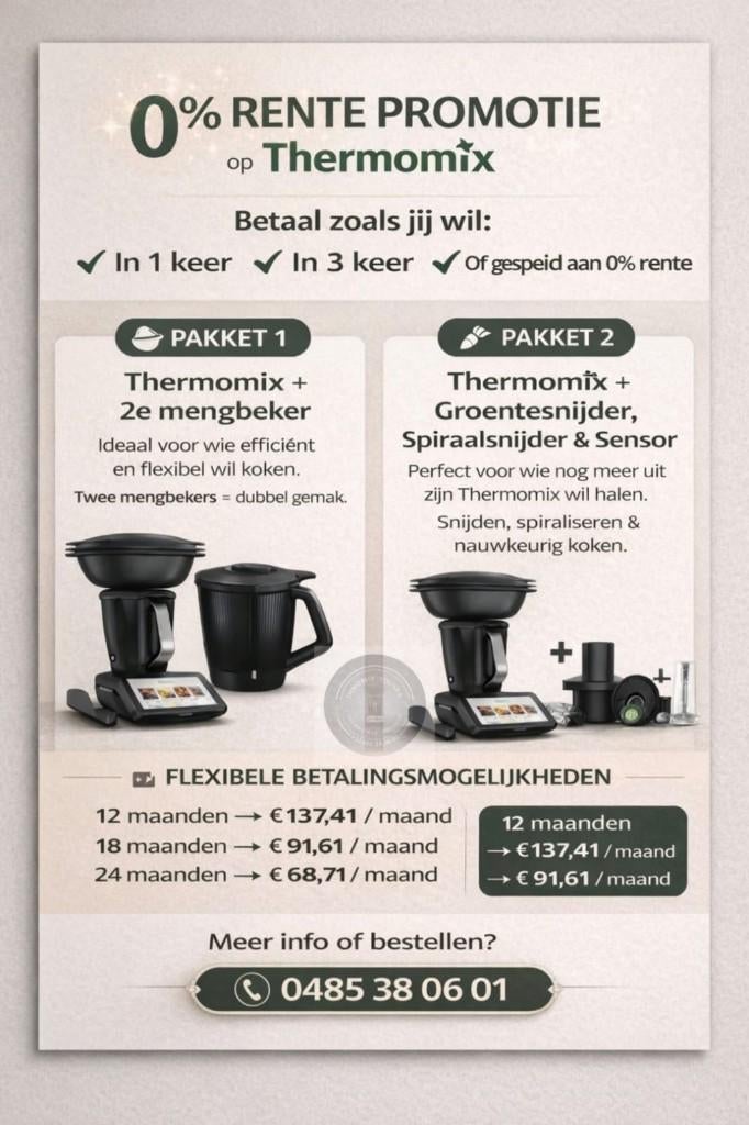 PROMO O% Thermomix 7: Extra 2de beker of cutter+, sensor, Verzenden, Nieuw