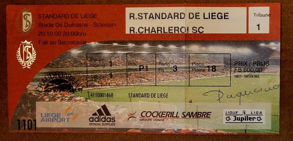 R STANDARD DE LIÈGE  R CHARLEROI SC, Enlèvement ou Envoi