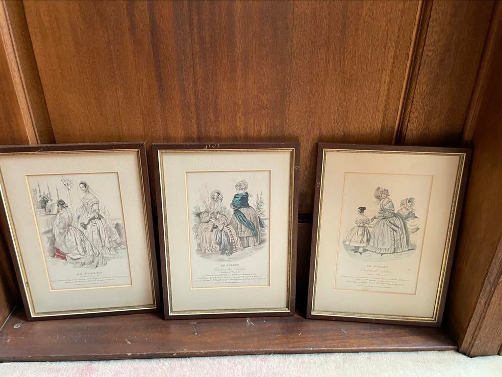 Lot de 3 gravures de mode anciennes, Enlèvement ou Envoi, Utilisé