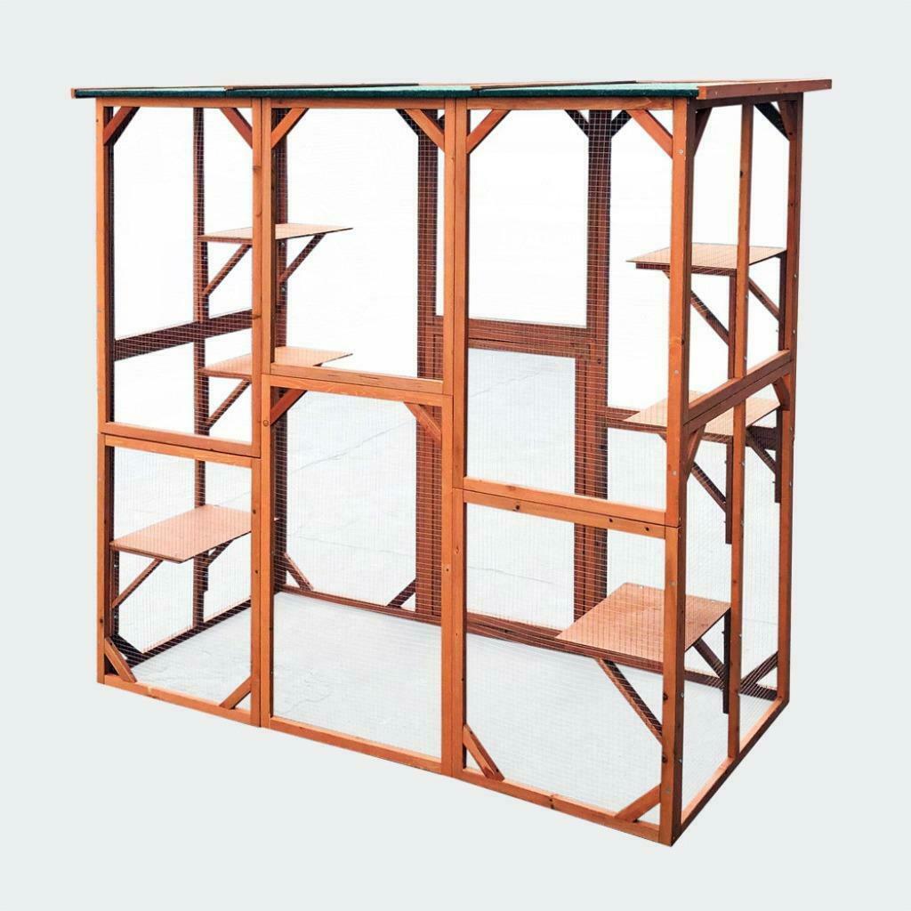 Voliere en bois chatiere bois enclos poule oiseau enclos cha, Animaux & Accessoires, Envoi, Neuf, Bois, Volière