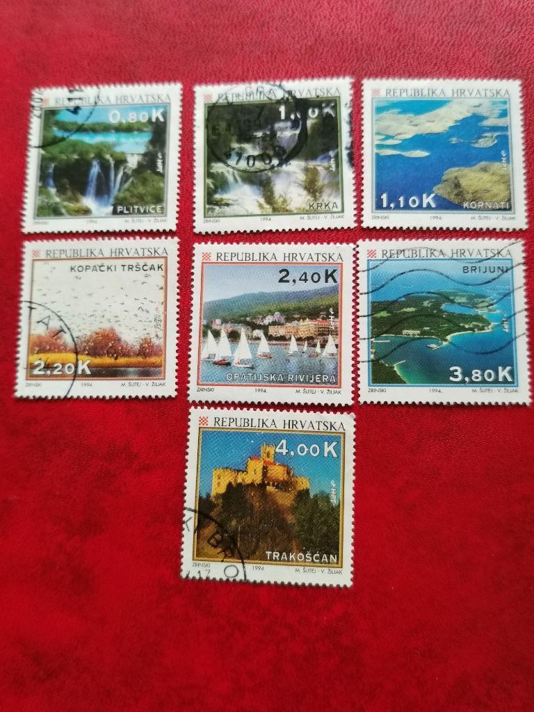 Kroatie 1994 - toerisme - landschappen, kasteel, waterval, Ophalen of Verzenden, Joegoslavië, Gestempeld