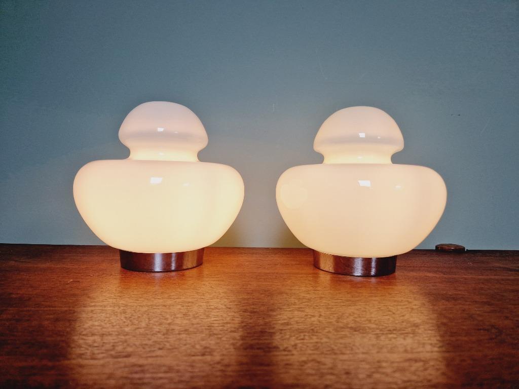 Lampe de table Space Age en opaline blanche, années 70, Enlèvement ou Envoi