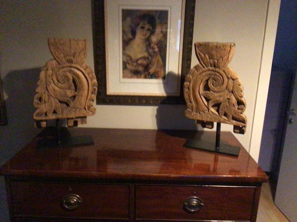 2 antiek houten ornamenten, Antiek en Kunst, Ophalen of Verzenden