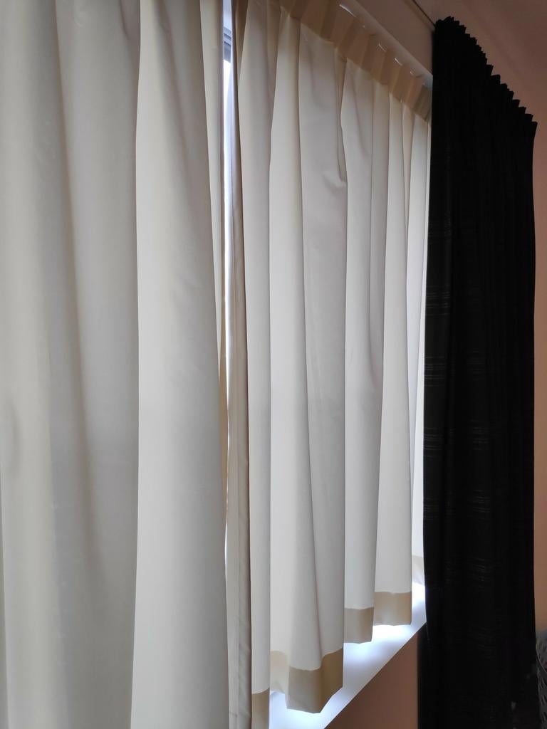 Gordijnen crème-kleur, Huis en Inrichting, Stoffering | Gordijnen en Lamellen, Ophalen, Gebruikt, 200 cm of meer, Crème