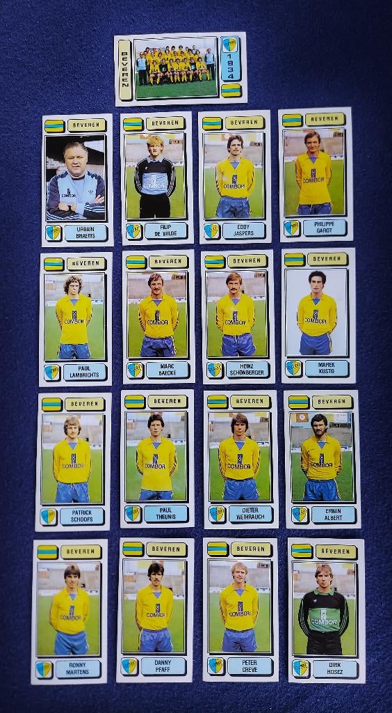 17 versch. Panini stickers voetbal ' FB 1983 - Beveren ', Ophalen of Verzenden, Nieuw, Meerdere stickers