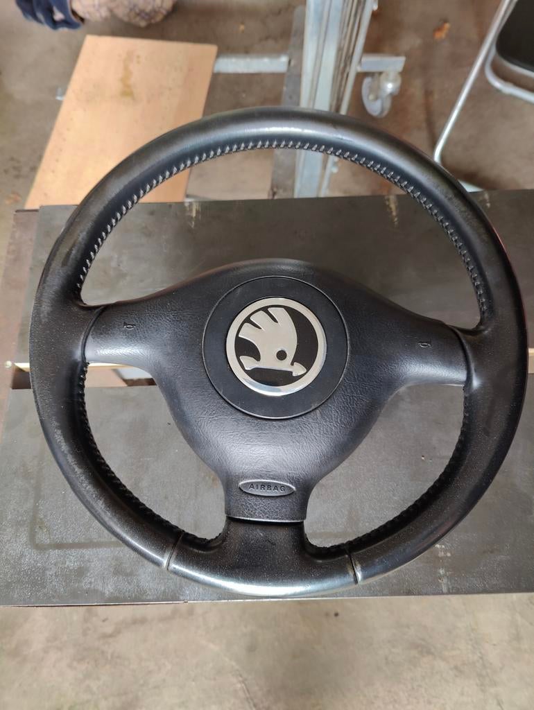Skoda/VW lederen stuurwiel met airbag, Auto-onderdelen, Ophalen of Verzenden, Skoda