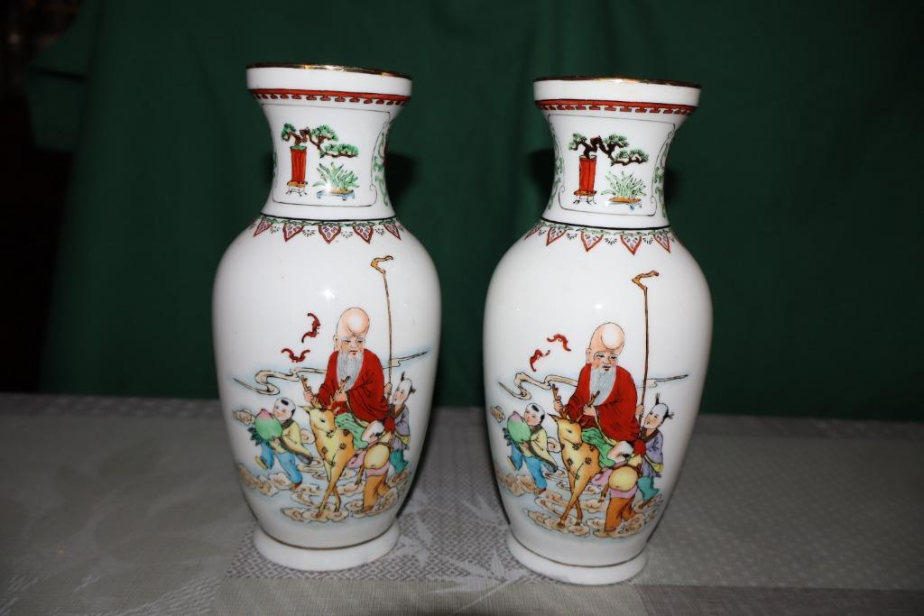 2 beaux vases à col chinois anciens., Enlèvement ou Envoi