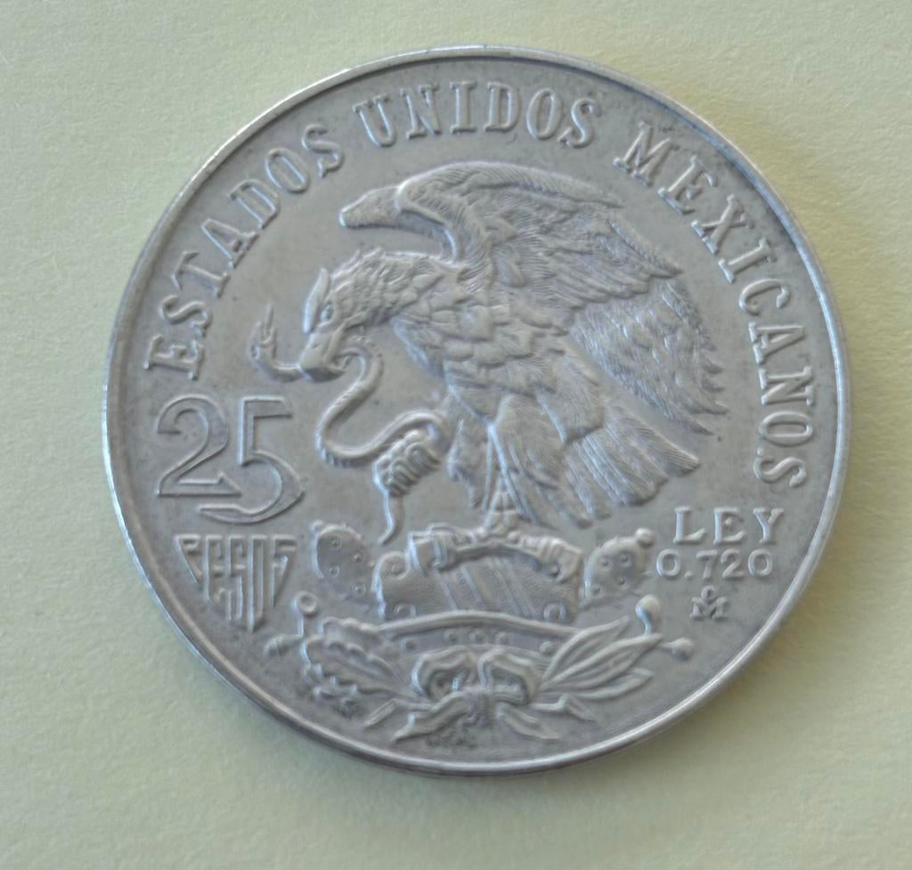 25 pesos zilver - Mexico - Olympische Spelen 1968, Ophalen of Verzenden, Midden-Amerika, Losse munt, Zilver