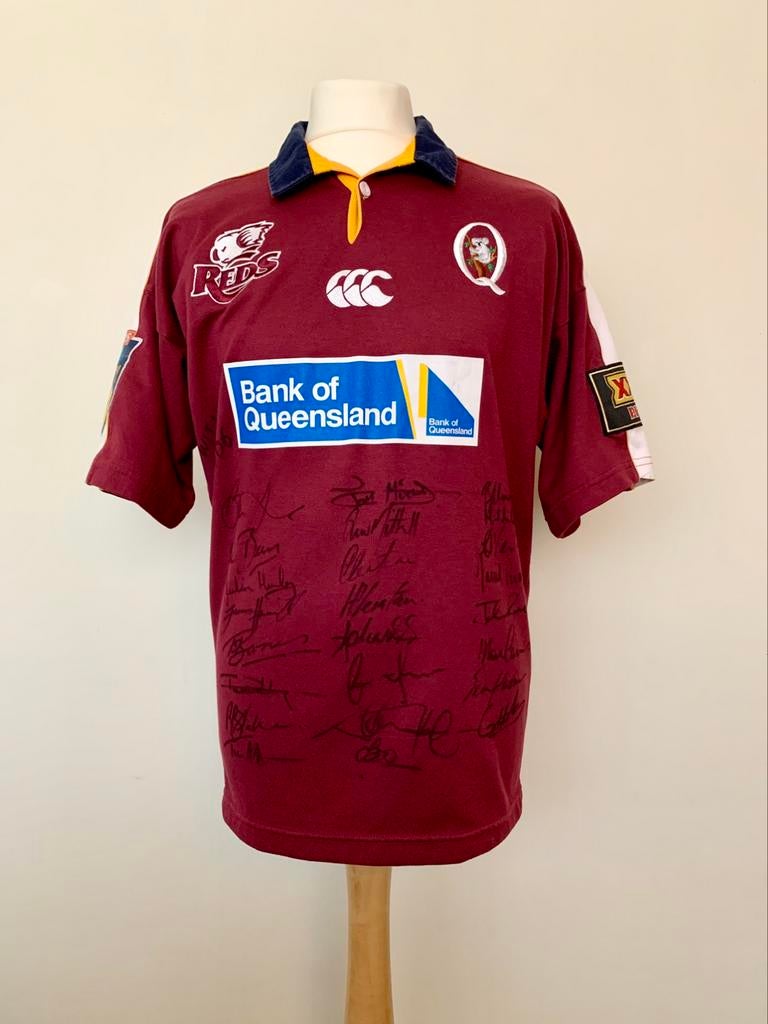 Queensland Reds 2000s #8 match game worn & signed by team, Sport en Fitness, Rugby, Ophalen of Verzenden, Gebruikt, Kleding