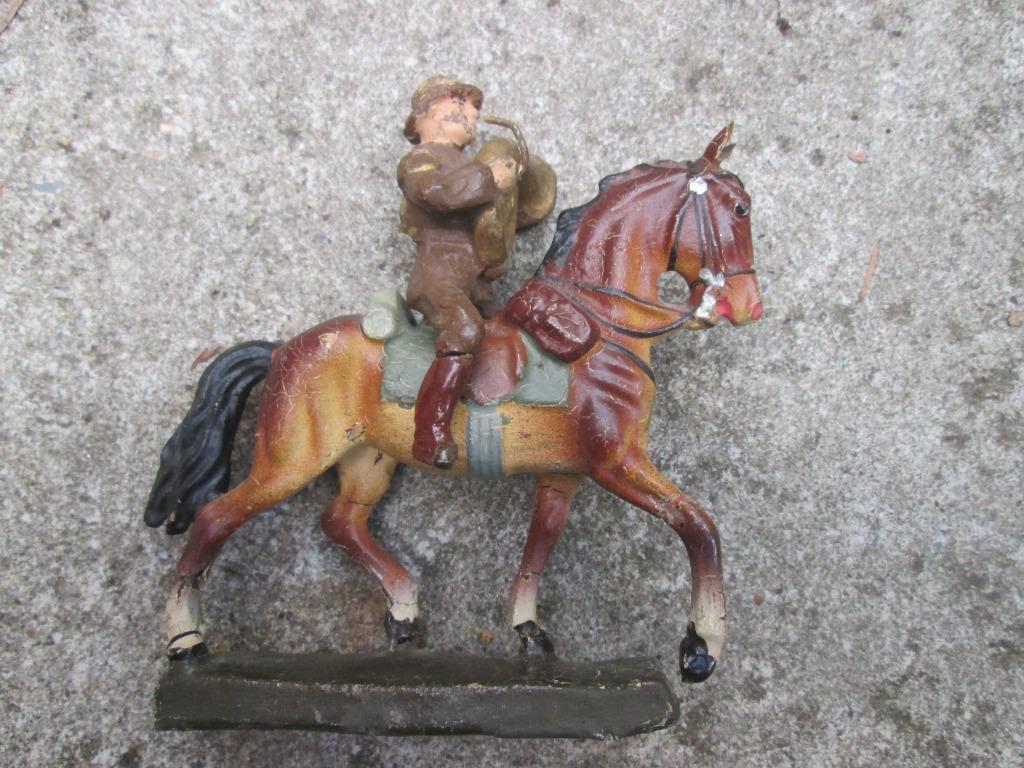 LINEOL Belgische soldaat op paard met muziekinstrument TOP, Verzamelen, Ophalen of Verzenden