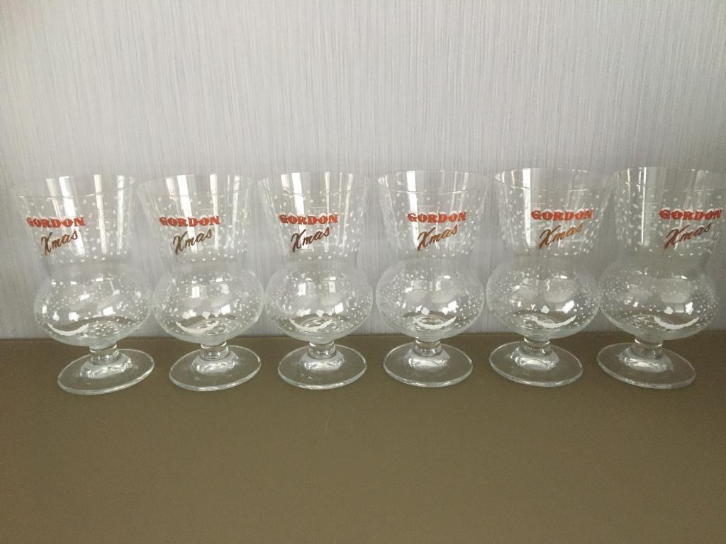 Zes luxebierglazen Gordon Xmas - nieuw, Ophalen, Nieuw, Glas of Glazen