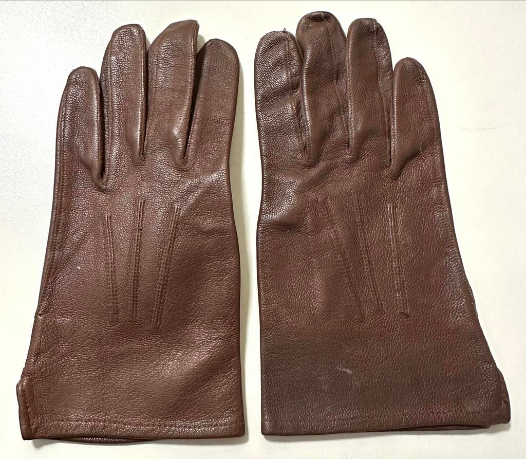 Paar handschoenen, vintage, leer, gemerkt Cauvin à Ath, Zo goed als nieuw, Maat 48/50 (M), Cauvin, Handschoenen